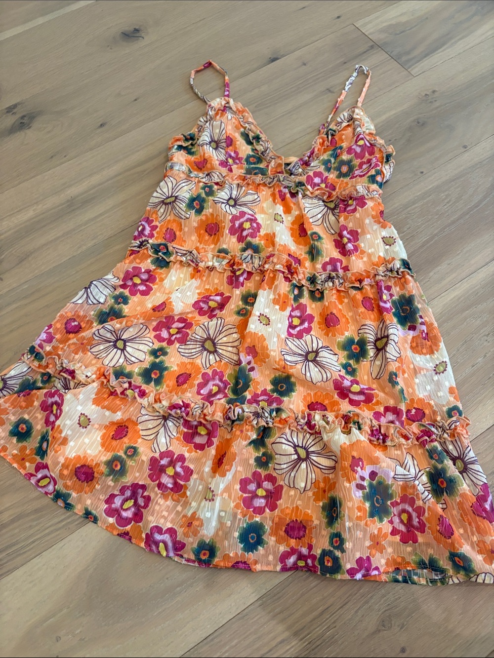 Women’s Orange Floral Tiered Sundress